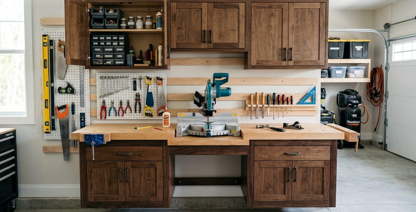 Build a Workbench with Built-In Cabinet Doors
