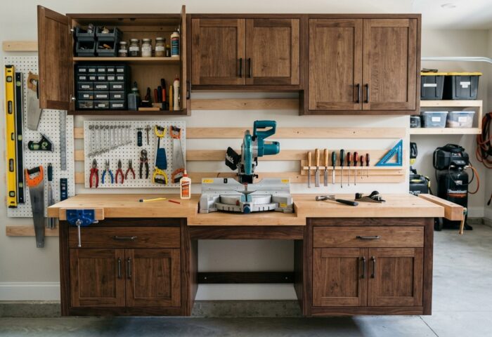 Build a Workbench with Built-In Cabinet Doors