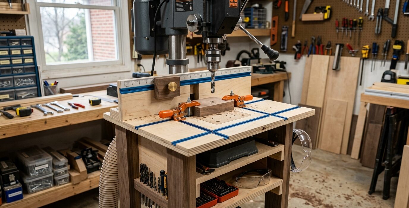 Build a Benchtop Drill Press Table with Fence and Stop