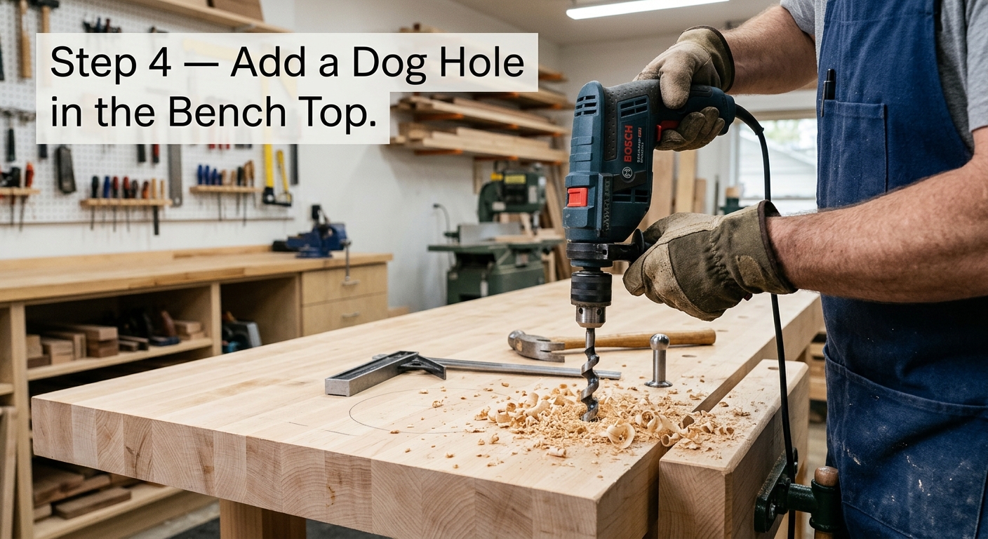 Step 4  –  Add a Dog Hole in the Bench Top