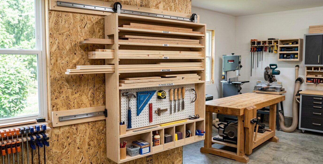 How to Build a Sliding Lumber Rack for the Garage Wall