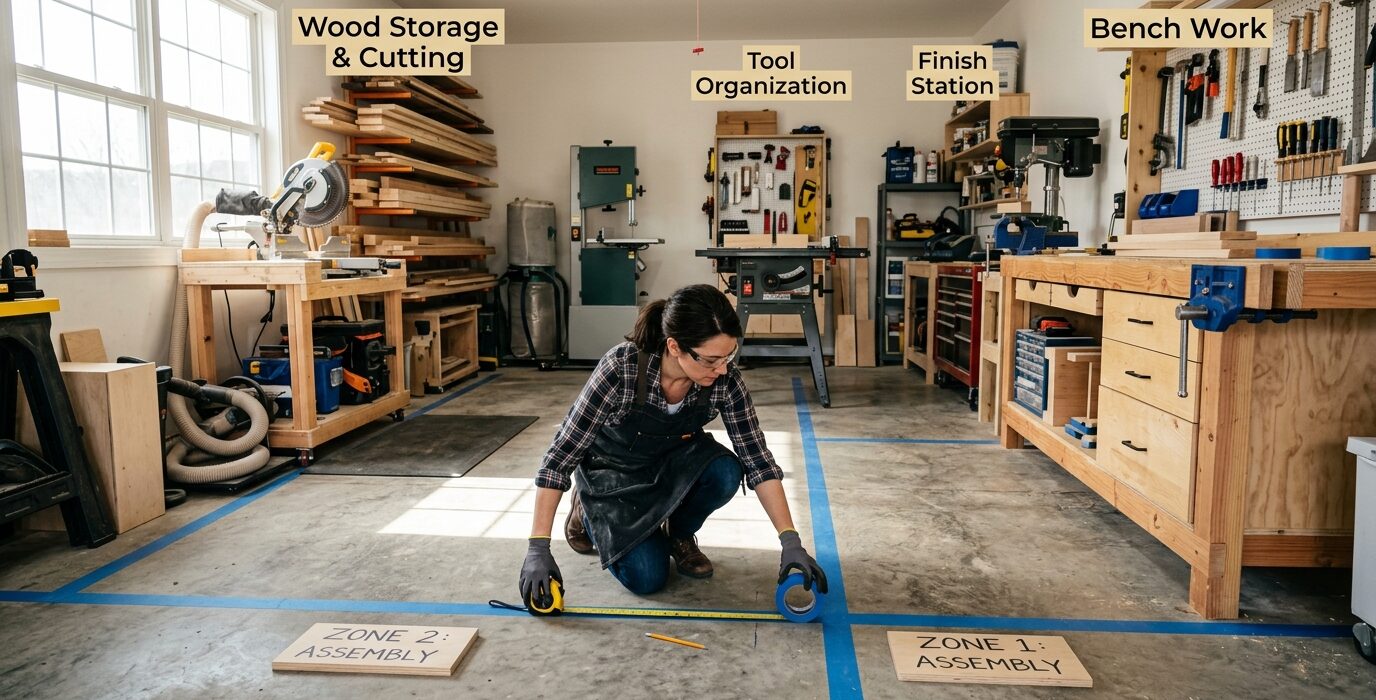 How to Create Dedicated Zones in a Two-Car Garage Shop