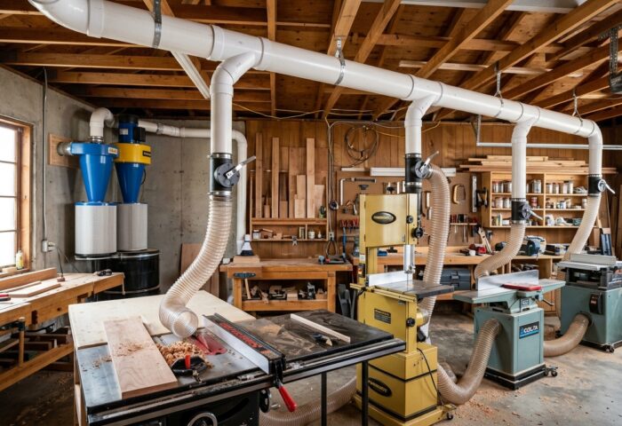 How to Set Up Dust Collection Hose Drops from the Ceiling