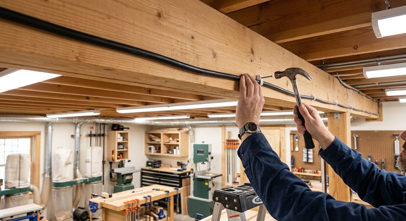 Step 3  –  Route Fixed Cords Along Joists