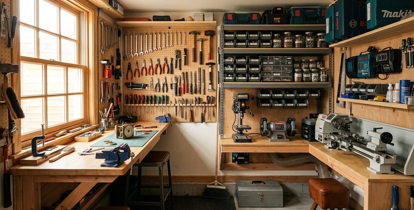 Small Shop Tour — 10x12 Shed Woodworking Setup