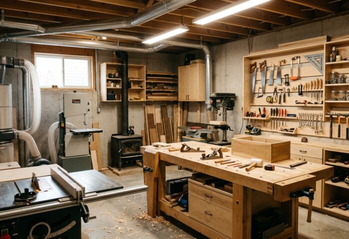 Shop Tour: Basement Workshop with Full Dust Collection