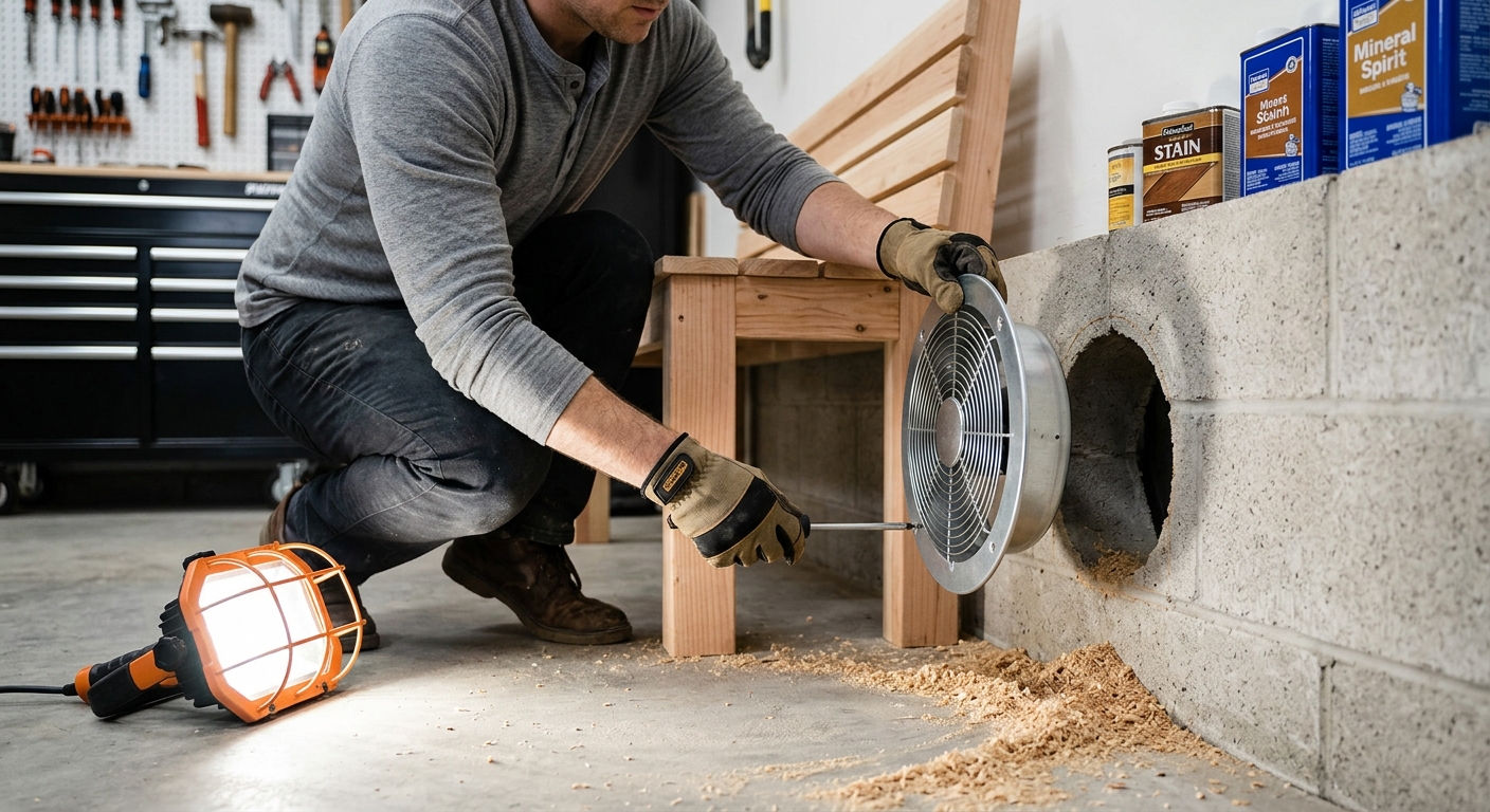 Step 2  –  Position the Exhaust Fan Low for Solvents