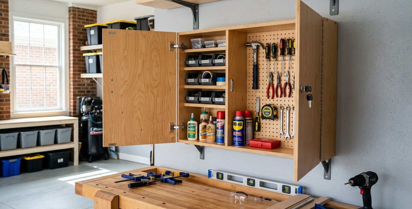 How to Build a Shop Supply Cabinet with Locking Doors