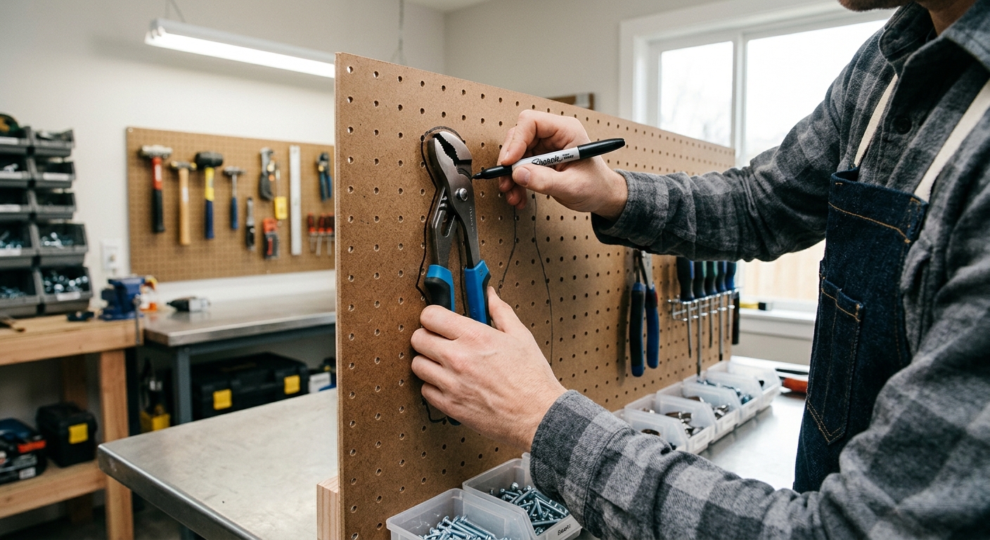 Step 3  –  Mark Tool Outlines on Pegboard