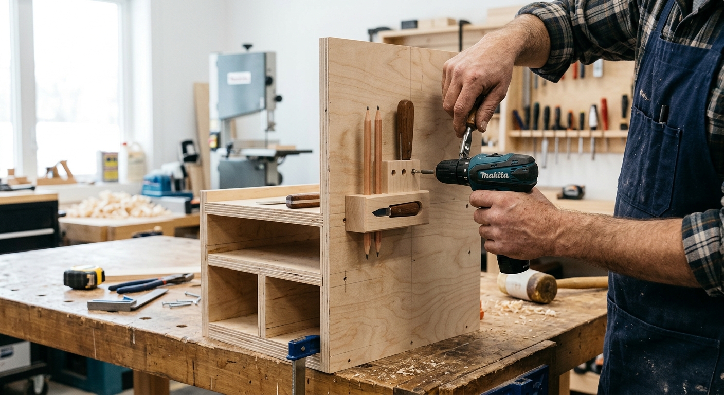 Step 4  –  Add Pencil and Knife Holders