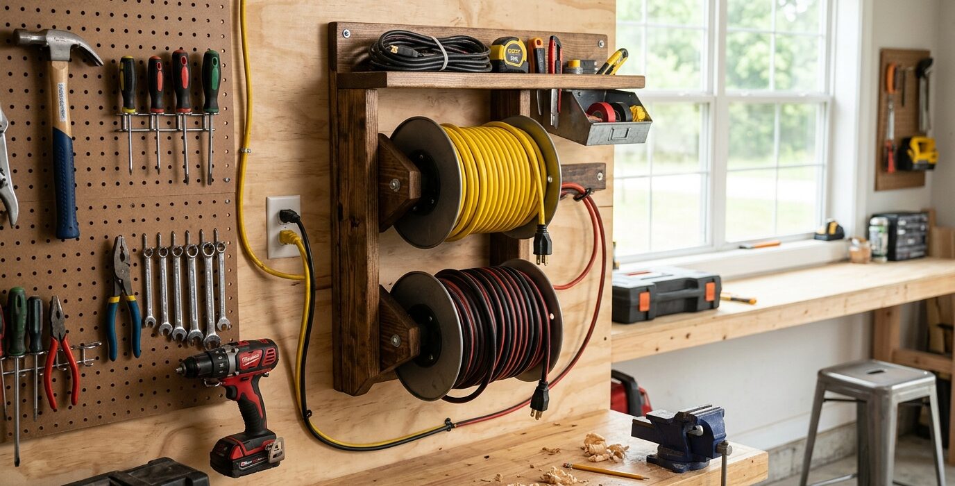 Build a Power Cord and Extension Cord Reel Holder