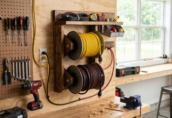Build a Power Cord and Extension Cord Reel Holder