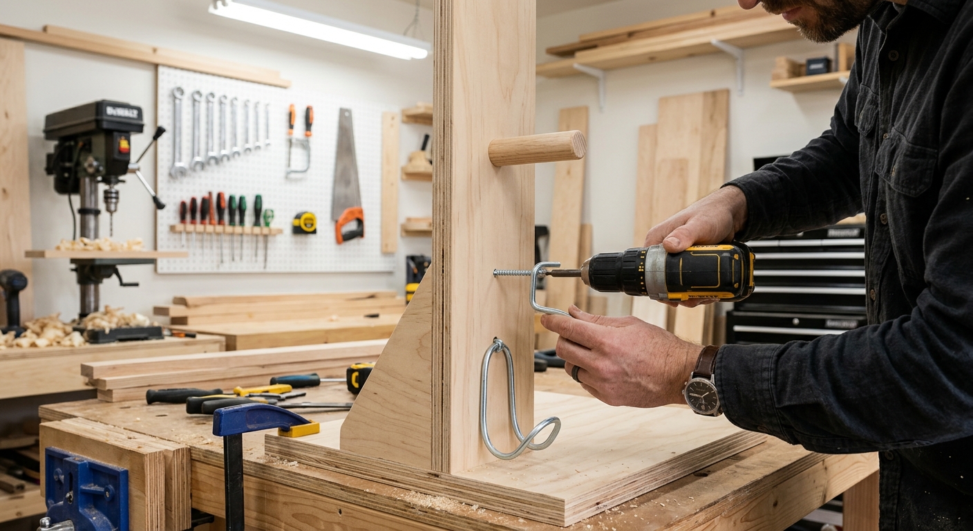 Step 5  –  Add a Coiling Hook Below Each Peg
