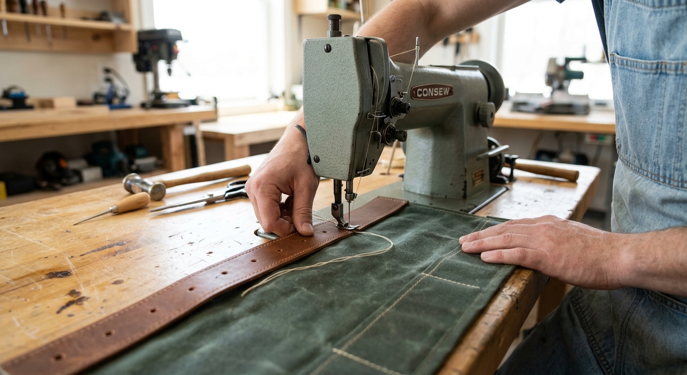 Step 4  –  Stitch the Pocket Strip to the Main Panel