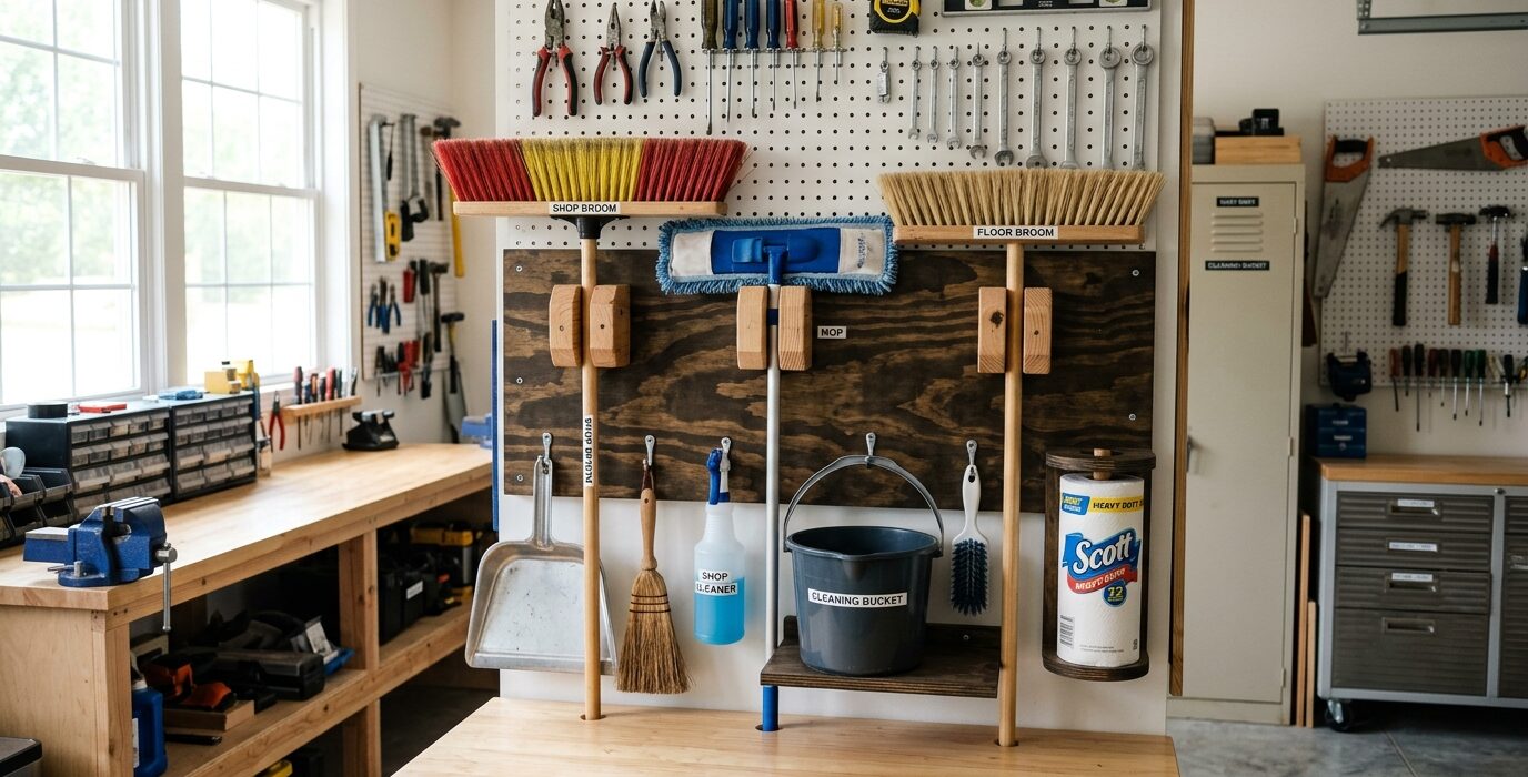 Build a Shop Broom and Mop Holder for the Wall