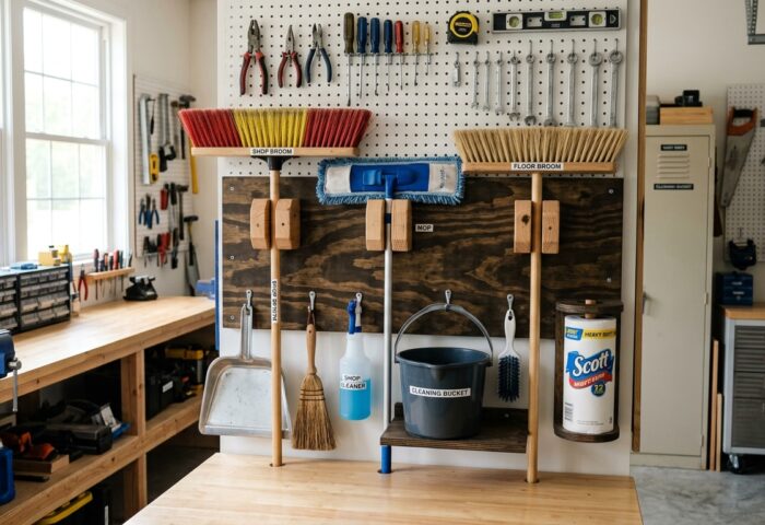 Build a Shop Broom and Mop Holder for the Wall