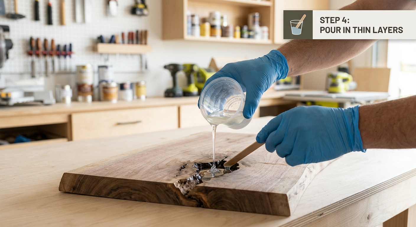 Step 4  –  Pour in Thin Layers