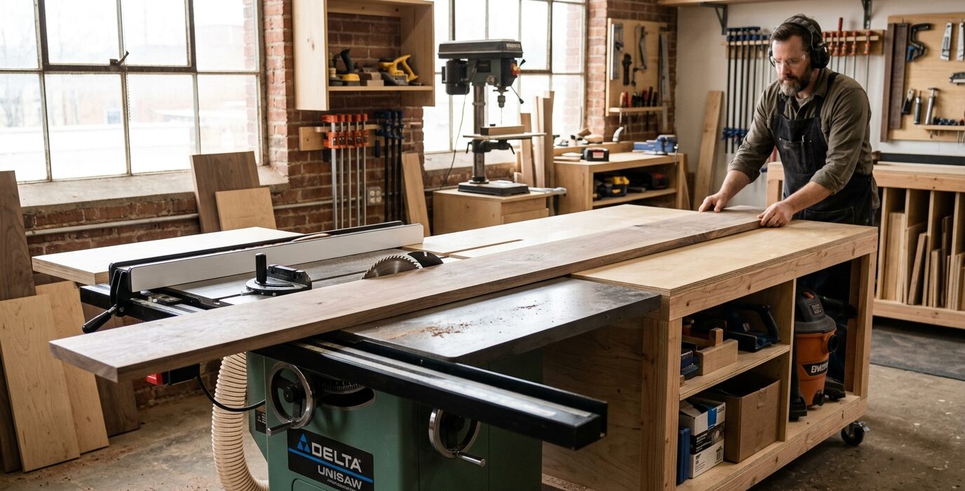 Build a Folding Outfeed Table for the Table Saw