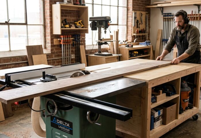 Build a Folding Outfeed Table for the Table Saw