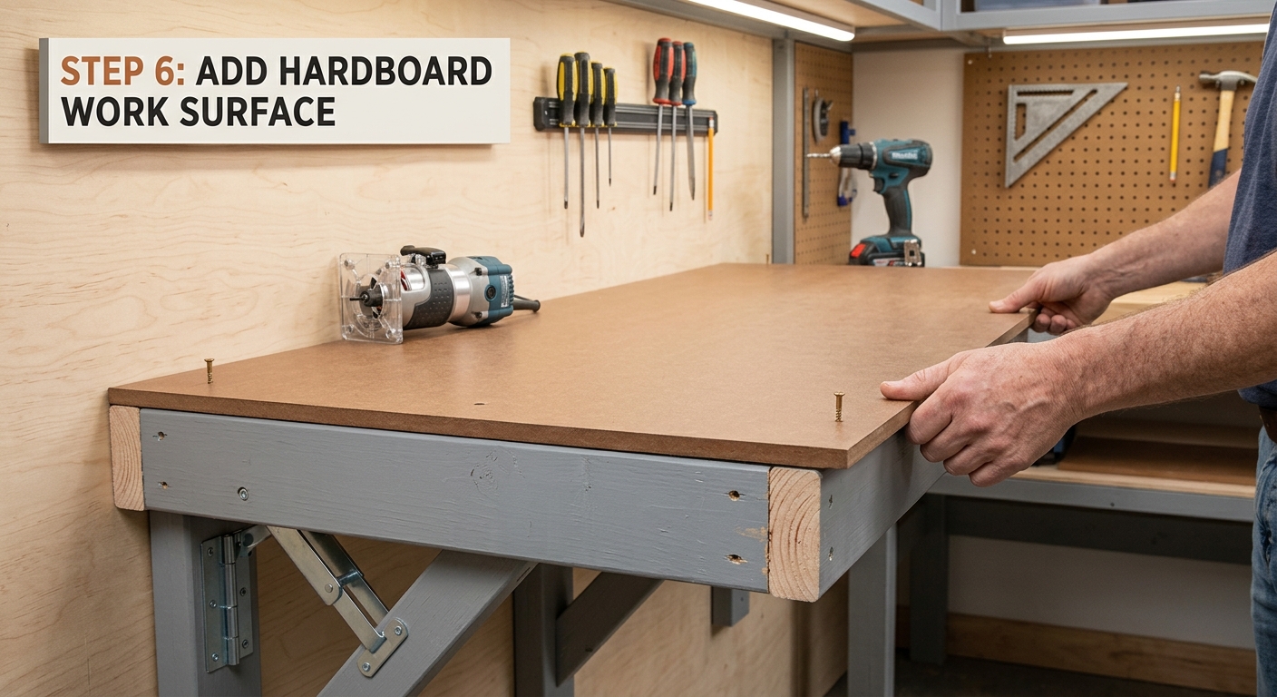 Step 6  –  Add a Hardboard or Tempered Hardboard Work Surface