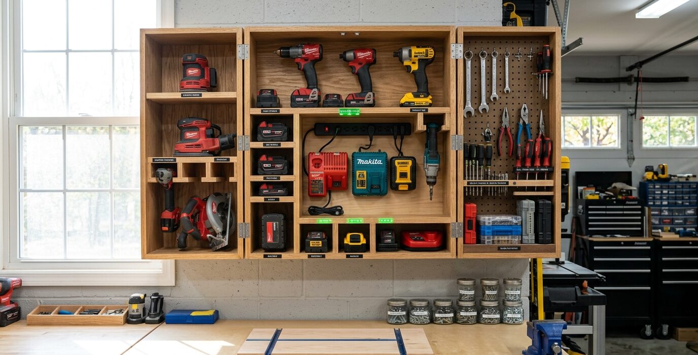 Build a Dedicated Cordless Tool Cabinet with Charging Station
