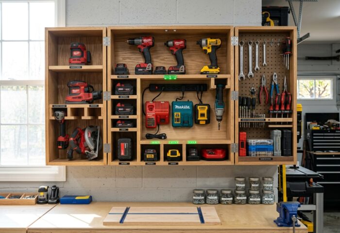 Build a Dedicated Cordless Tool Cabinet with Charging Station