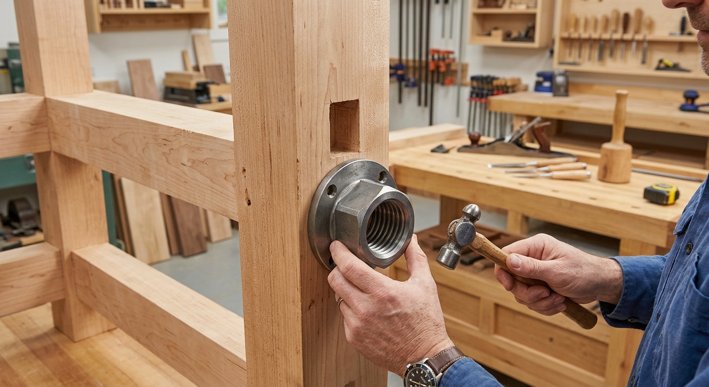 Step 3  –  Install the Nut in the Bench Leg