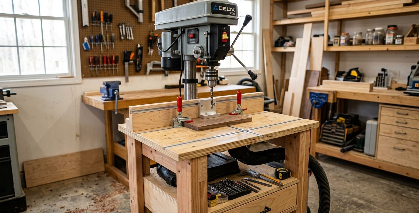 Build a Flip-Top Tool Stand for Drill Press and Belt Sander